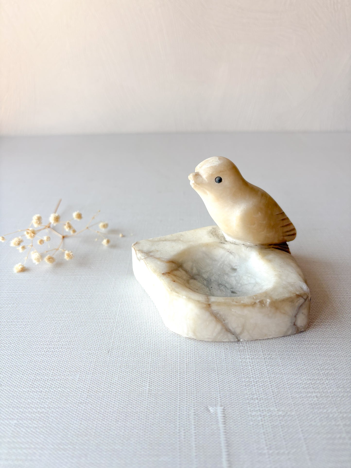 Alabaster bird dish