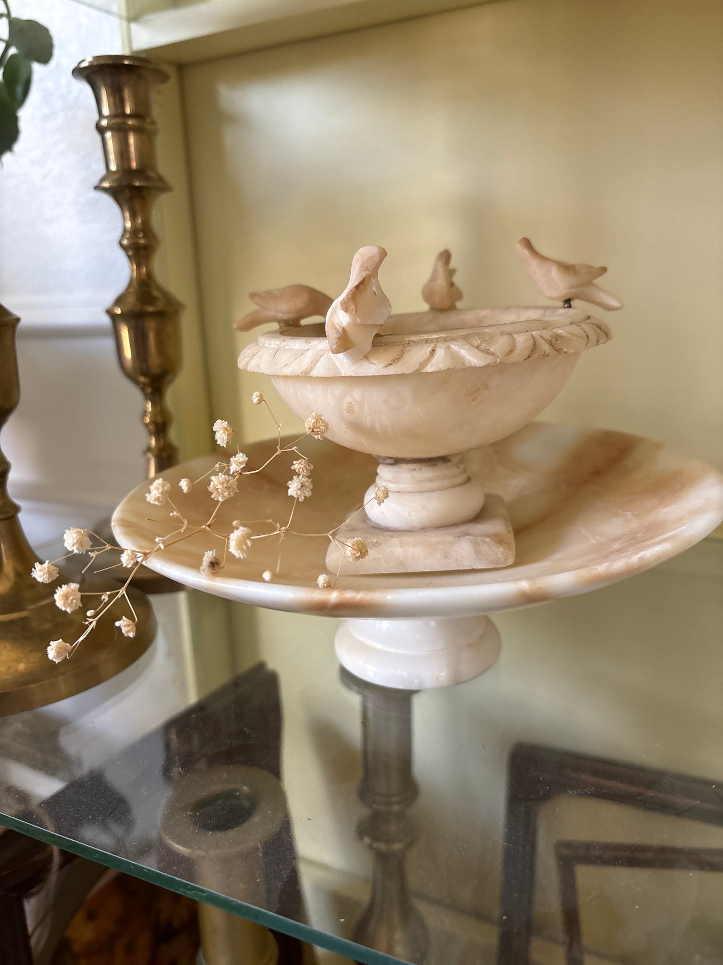 Alabaster bird bath
