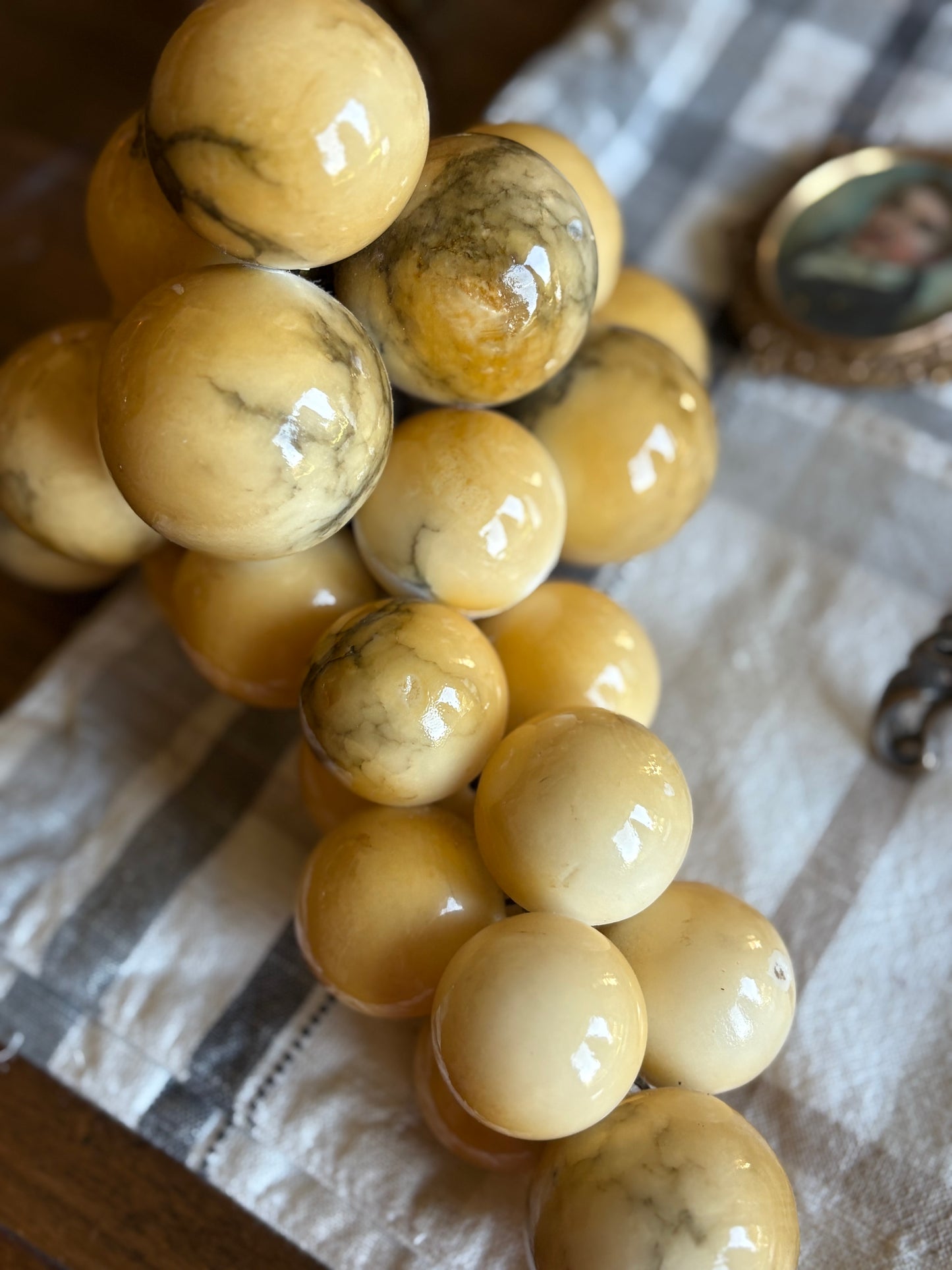 15" Vintage alabaster grapes